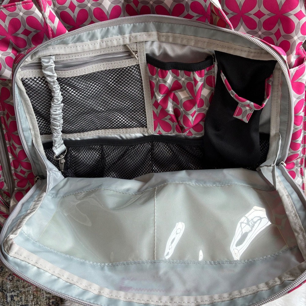 Ju Ju Be Be Prepared Pink Pinwheel Diaper Bag Large Floral Travel Tote - Picture 15 of 16